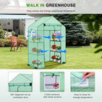 Yesker Greenhouse 57"x29"x77" Walk in Green House - Large Outdoor/Indoor Greenhouses with 4 Shelves Waterproof PE Cover & Windows, Portable Greenhouse Kit for Winter Backyard Gardening Patio, Green - Image 3