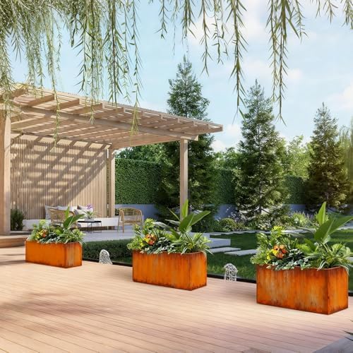 Corten Steel Planter Box 24" L x 12" W x 12" H, Rectangle Planters - Image 7