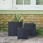 Kante 16",12",10" Square Concrete Planters Set of 3 for Outdoor Indoor Home Patio Garden, Large Plant Pot with Drainage Hole and Rubber Plug, Charcoal - Image 6