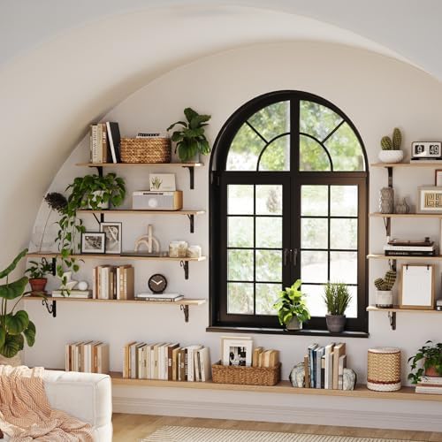 DINZI LVJ Long Wall Shelves, 47.3Inch Wooden Floating Shelves with Brackets - Image 6