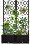 Planter Box Trellis,Large Outdoor Plastic Raised Garden Bed with Drain Plug for Climbing Plants,Elevated Planter Box with Legs,Outdoor Standing Flower Beds for Patio Vegetable Herb by Ynredee
