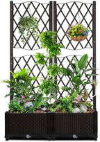 Planter Box Trellis,Large Outdoor Plastic Raised Garden Bed with Drain Plug for Climbing Plants,Elevated Planter Box with Legs,Outdoor Standing Flower Beds for Patio Vegetable Herb by Ynredee