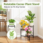 3 Tier Metal Plant Stand Indoor Outdoor, Corner Tall Plant Shelf for Multiple Plants, Foldable Heavy Duty Plant Holder, Decoration Flower Pot Stand for Patio Living Room Balcony Garden - BlackFlower - Image 2