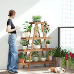 Atkits 3 Tier Ladder Shelf for Plants Bamboo Standing Shelf Plant Stand Indoor Ladder Style for Corner Balcony Window Patio Living Room,Brown,2 Tier - Image 4