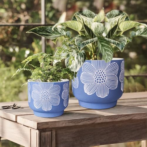 Ceramic Plant Pots, 8+6 Inch, 2 Pcs Indoor Planters with Drainage Holes - Image 2