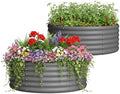 DDK Galvanized Raised Garden Bed, Round Outdoor Planter Bed, 4x4x1.5ft Metal Planter Box for Gardening and Planting,2Pack,DG by DDKDirect