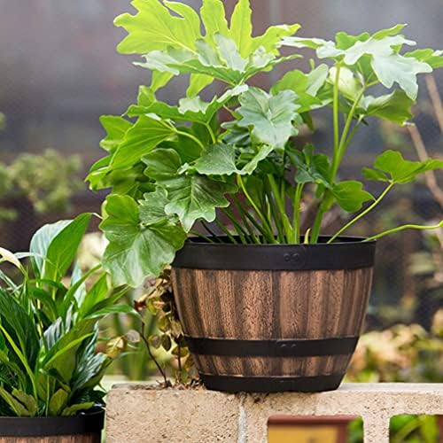 Yardwe Plant Pots Artificial Plants Bucket Planter Whiskey Barrels Bucket Rustic Flower Planter Boxes Container for Indoor Home Decoration Small Plants Plant Pots Artificial Plants - Image 6