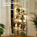 Bamworld Tall Corner Plant Stands with Grow Lights Indoor Outdoor Plant Shelves for Multiple Plants Display Haning Planter Living Room Pation Garden Decor - Image 5
