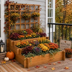 43" 3-Tier Fir Wood Raised Garden Bed Planter with Trellis - Image 3