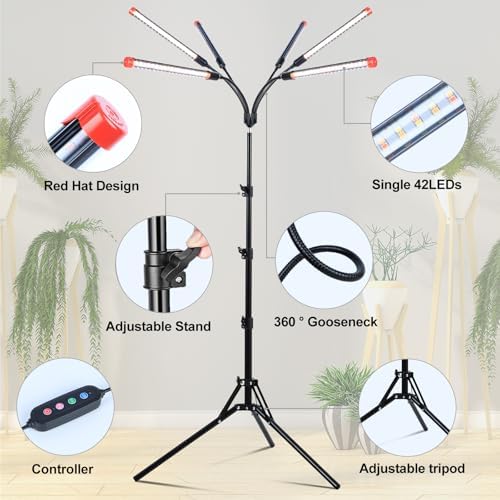 FRGROW 6Head Grow Light with Stand for Tall and Large Indoor Plants - Image 5