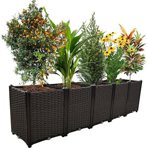 Large Planters for Outdoor Plants Rectangular Raised Garden Bed Elevated Planter Boxes Patio Balcony Deck for Planting Flowers, Vegetables, Tomatoes, and Herbs by TDDSS