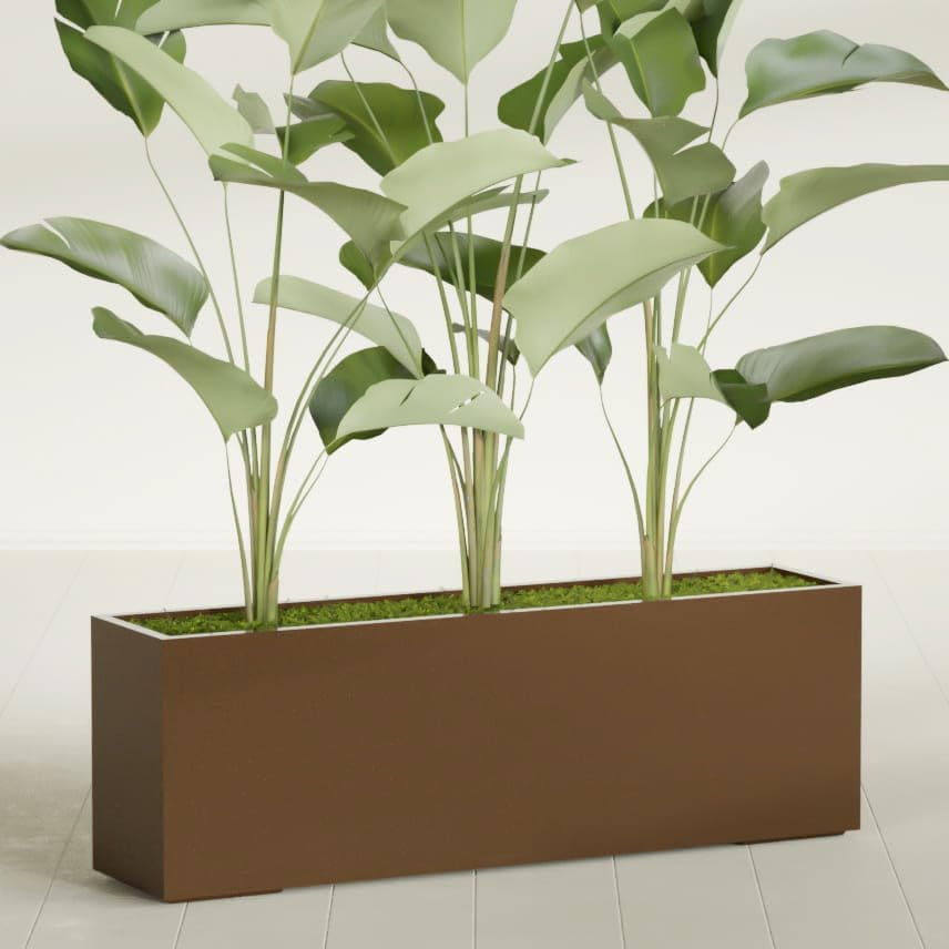 Greenline Leo Tall Rectangular Fiberglass Planter, Outdoor Planter Box - Image 2