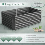 Land Guard 2 Pack 6×3×2 ft Galvanized Metal Raised Garden Bed, 2FT Deep Root Elevated Planter Box Steel Large Vegetable Flower Bed Kit, Gray - Image 2