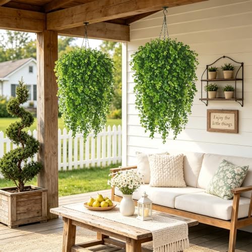 2 Set Fake Hanging Plants Baskets for Outdoors 30" Fall Plants Baskets - Image 6