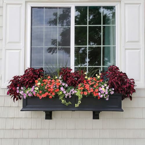 Mayne Fairview 48in Self-Watering Rectangular Window Box Planter, Black - Image 2
