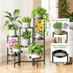 8 Tiered Plant Stand Indoor for Multiple Large Planter, Tall Heavy Duty Adjustable Folding Rack with Rustproof 7.9 Inch Wide Tray, Plant Shelf for Corner Living Room - BlackDisk - Image 4