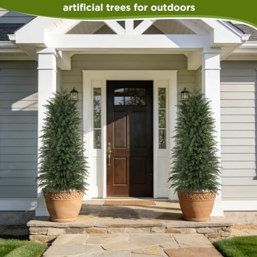 6 ft Artificial Topiary Cedar Trees Set of 2 for Outdoor - Image 6