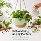 12 Inch Self Watering Hanging Planters 2 Pack, Green Brown - Image 4