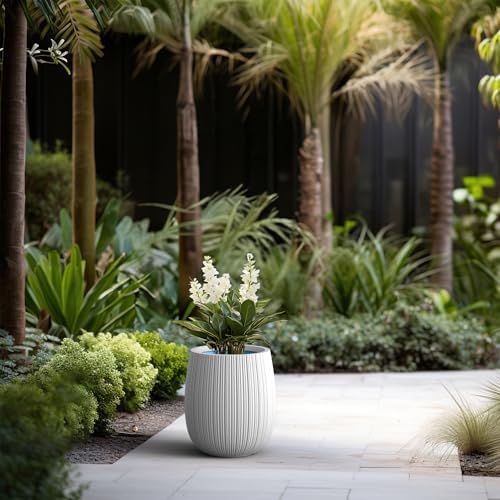 Kante Accent Round Curved White Concrete Planter 12.6" Dia, Outdoor - Image 3