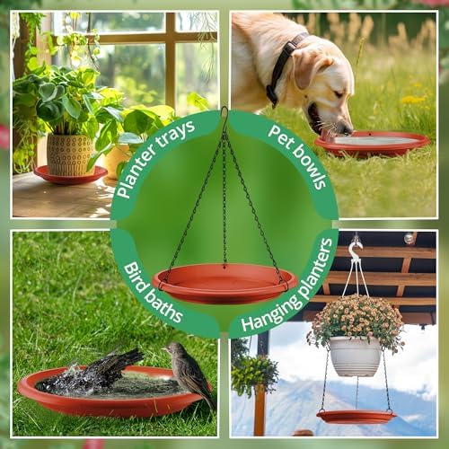 Hanging Planter for Plant, 12" Plant Saucer with Chain(10 Pcs,Brick Red） - Image 6