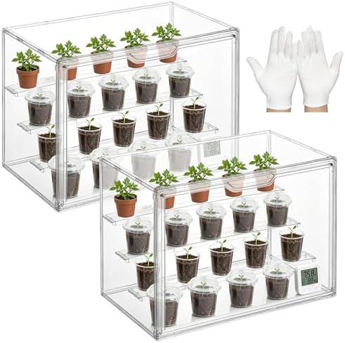 2 Pack Clear Mini Greenhouse Indoor – 14.1 x 10.6 x 8.6 Inch Tabletop Portable Greenhouse with Magnetic Door, Portable Indoor Plant Grow House for Seed Starting, Home Gardening & Plant Nursery by Unknown