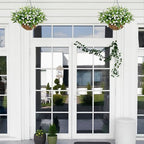 NETAP Artificial Hanging Flowers Basket for Outdoor, 16 Fake Flowers Look Real UV Resistant, Faux Hanging Plants for Porch, Balcony, Patio, Garden, Spring Summer Decor,White - Image 2