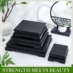 Chunful 2 Pcs 7.9 x 7.9 x 2'' Wooden Display Pedestal Stand, Black - Image 3
