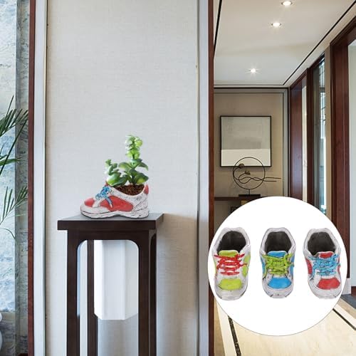 SEWACC Creative Shoe Shape Plant Pot 3 Piece Ceramic Drainage Hole Planter - Image 4