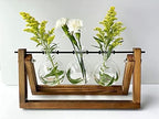 Kingbuy Retro Wooden Stand with 3 Bulb Vase + Wall Mounted 5 Glass Test Tubes Planter Plant Propagation Stations - Image 5