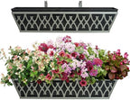 2 Pack 24 Inch Window Boxes Planters Railing Planter Box with Adjustable Brackets & Non-Woven Fabric Plant Grow Bags Deck Railing Planter Boxes Balcony Hanging Flower Box for Outdoor Plants - Image 2