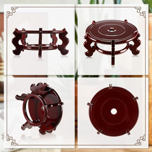 Geetery 2 Pcs 4–12 in Oriental Wooden Plant Stand Indoor Vase Stand, 8 in - Image 3