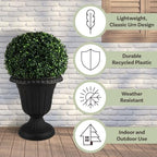 Pure Garden Outdoor Planter Flower Pots, Black, 16x18-Inch, 2-Pack - Image 2