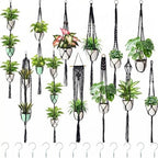 SATINIOR 12 Pcs Macrame Plant Hangers Handmade Boho Hanging Planters 12 Different Tiered Designs with 12 Hooks for Flower Pots Indoor Outdoor Decorative Wall Hanging Baskets for Home (Gothic,Black) by SATINIOR