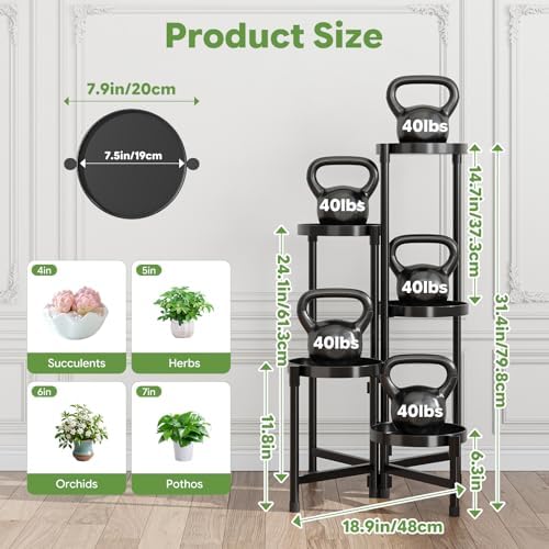 Simple Trending Plant Stand, Corner Plant Shelf with 5 Rotating Trays - Image 2
