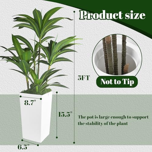 5FT Artificial Dracaena Tree Indoor Plants for Home Living Room Decor - Image 3