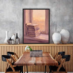 Stack of Books by Window Wall Art, Black Framed Impressionist Print - Image 7