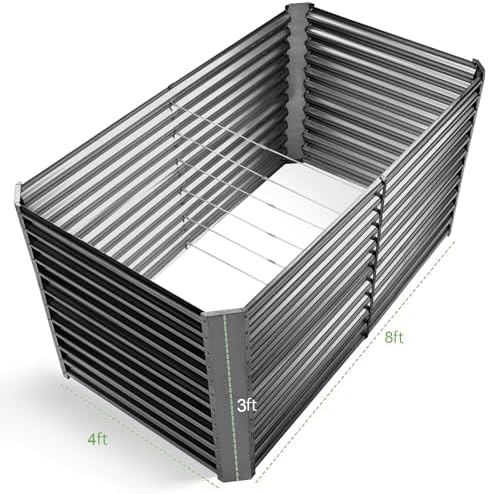 Land Guard 8x4x3ft Rectangular Galvanized Raised Garden Beds, Large-Capacity Metal Planter Box Outdoor, Durable Deep Raised Garden Bed 3ft Tall, Raised Beds for Gardening Vegetables, Modern Gray - Image 2
