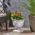 Merax MGO 13'' Tall Garden Urn Planter with Drainage Hole, Handmade Lightweight Urn for Flowers, Herbs & Succulents, Indoor & Outdoor Decorative Pot, Antique White by Merax