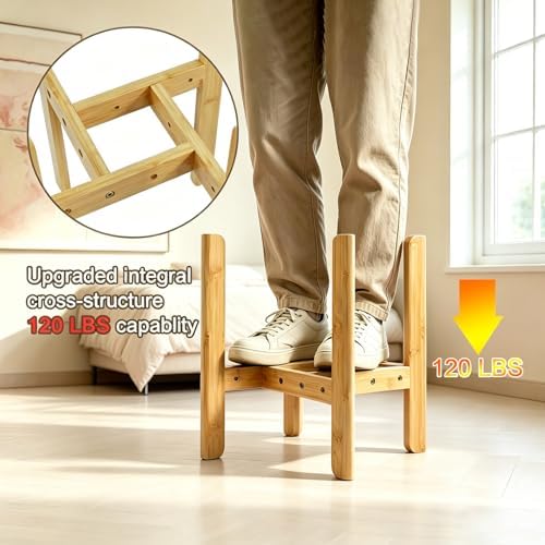15.7” Bamboo Adjustable Small Plant Stand Indoor for 8-12 Inch Pots 2 pack - Image 4