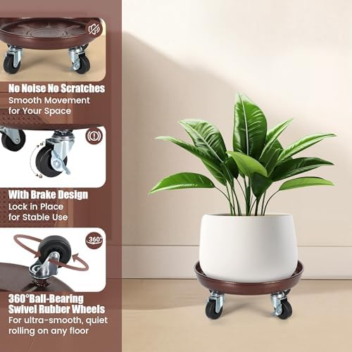 2 Pack 12 Inch Plant Caddy w/Wheels Heavy Duty, 320 lbs Capacity - Image 5