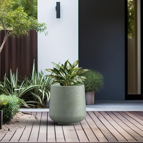 Kante Accent Round Curved Mint Green Concrete Planter 13" Dia, Outdoor - Image 3