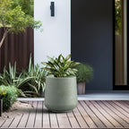 Kante Accent Round Curved Mint Green Concrete Planter 13" Dia, Outdoor - Image 3