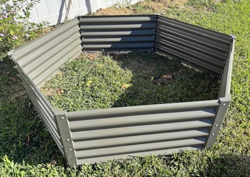 Anleolife 70x60x18in Hexagon Galvanized Raised Garden Bed, Quartz Grey - Image 3