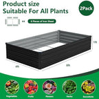 Vengarus 2PCS 8x4x1ft Galvanized Raised Garden Beds Kit,Planter Box Black - Image 2
