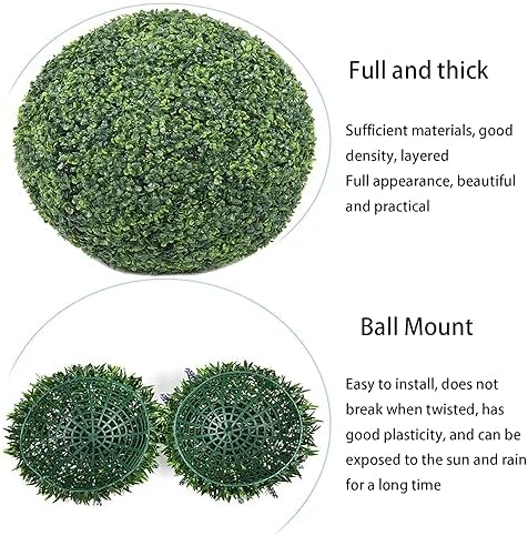 HUHJYUGE Artificial Plant Topiary Ball 19in, Durable Green Grass Decorative Balls, Round Plastic Plant Ball Decoration, for Wedding New Year Christmas Ceiling Garden Home Outdoor - Image 5