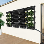 Wall-Mounted Vertical Garden Planter Set – 24 Self-Watering Planters with Drainage Pipe, Stackable Wall Planters for Indoor & Outdoor Use (Black, 16PCS) - Image 2