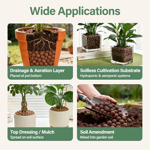 Halatool 18LB Leca Clay Pebbles for Plants, 4-16mm Hydro Balls for Drainage - Image 3