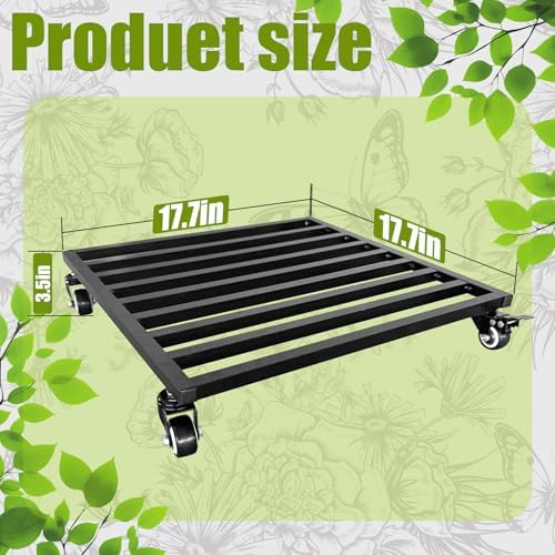 Plant Caddy with Wheels 18'' 2 Pack Metal Rolling Plant Stand Plant Dolly with Lockable Casters Aluminium Heavy Duty Pot Mover Rollers Indoor Outdoor Planter Trolley Holds up 440 Lbs Planter Black - Image 2