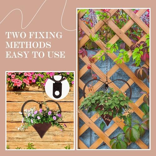 2 Pack Metal Plant Hangers Indoor Outdoor Heart Hanging Planters - Image 6
