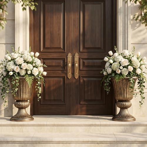 20 Inch Urn Planter for Outdoor Plants, Set of 2, Bronze by Unknown